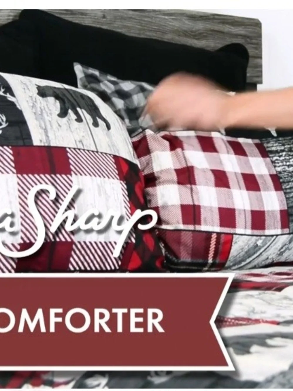 Cuddl Duds Plaid Patchwork Lodge Quilt - Red, Black, Gray, Cream